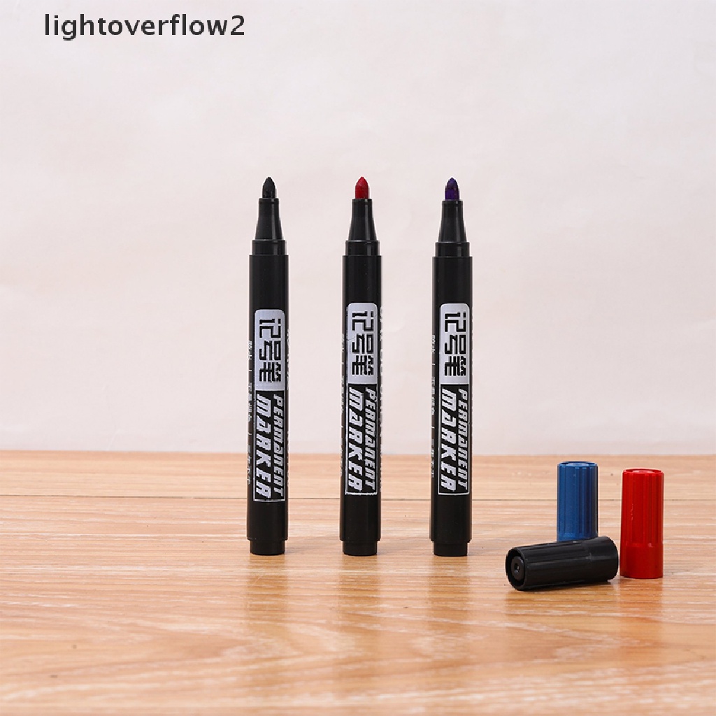 (lightoverflow2) 10pcs / Set Spidol Permanen Anti Air Tinta Hitam / Biru / Merah (ID)