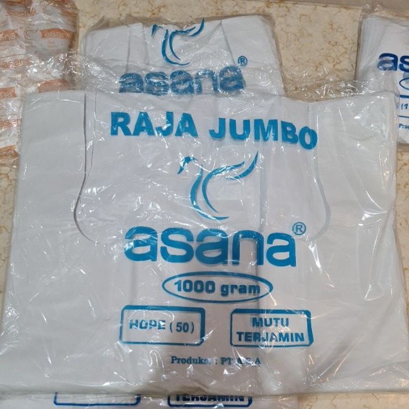 kantong plastik kresek putih asana jumbo uk.50 berat 1000gram