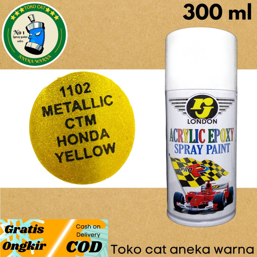 CAT SEMPROT 300ml METALLIC METALIK CTM HONDA YELLOW RJ LONDON PILOX PILOK SPRAY PAINT UNTUK BODY MOTOR MOBIL VELG BESI KAYU PLASTIK