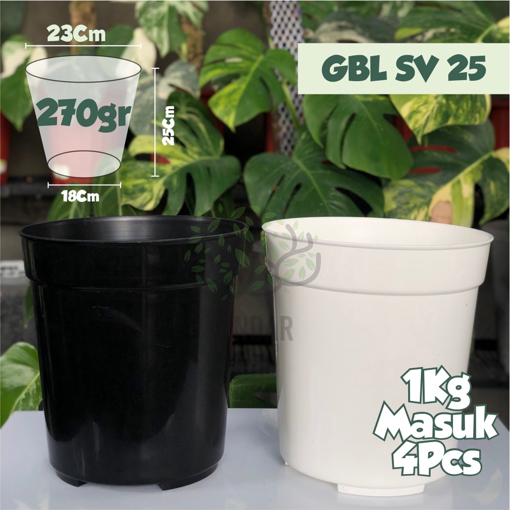 Pot Tinggi GBL SV Ukuran 25 Warna Putih & Hitam Pot Hitam Pot Putih Tinggi Pot Tinggi Tanaman Bunga 