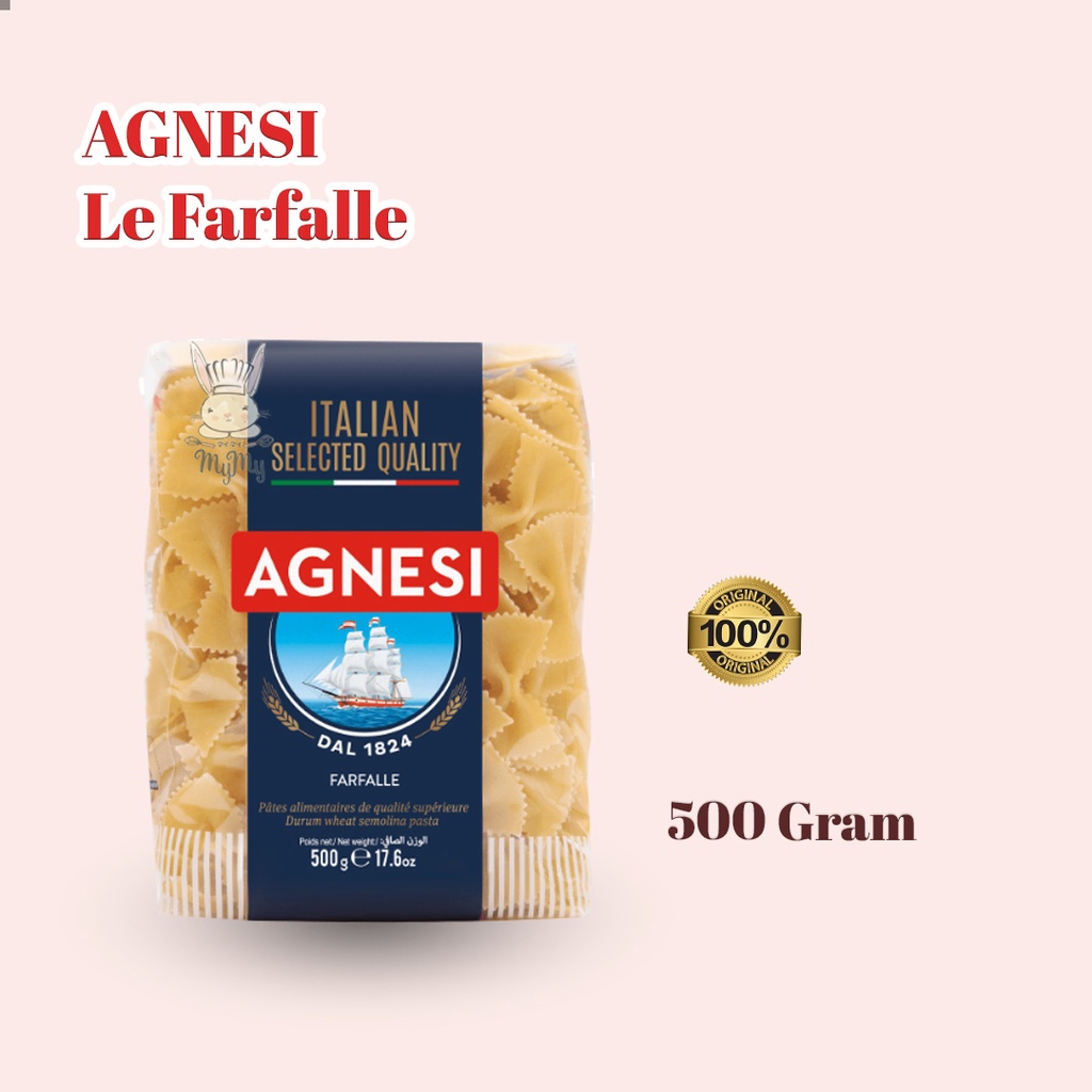 

AGNESI LE FARFALLE Pasta 500 Gram - Pasta Dasi Kupu Agnesi Le Farfalle