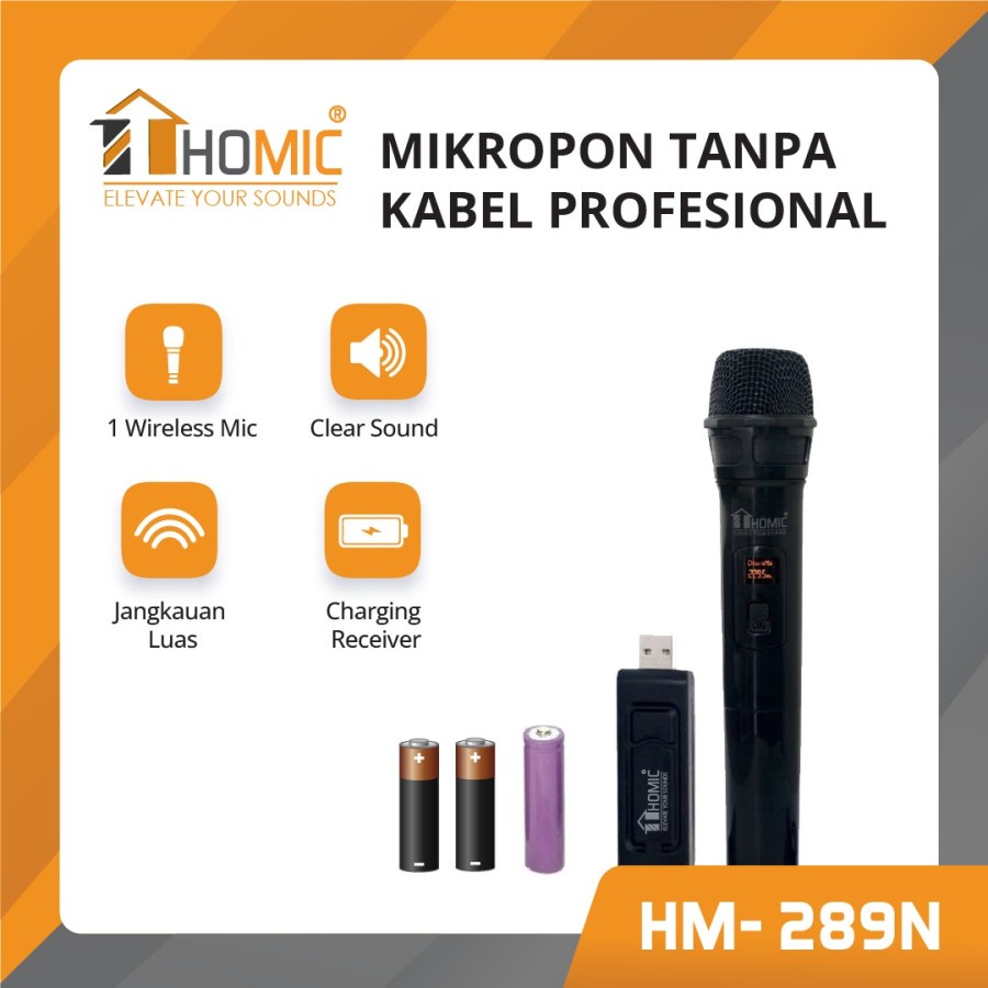 Homic Mic HM-289N Wireless Single Microphone Tanpa Kabel Murah BERGARANSI RESMI 1 TAHUN MNATAP