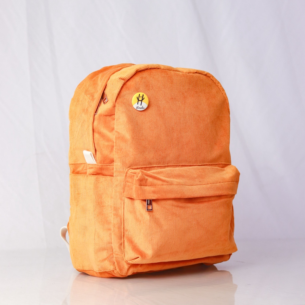 Himeku OOGIE PIN Backpack Corduroy Tas Ransel Tas Sekolah Tas Gendong-Gold