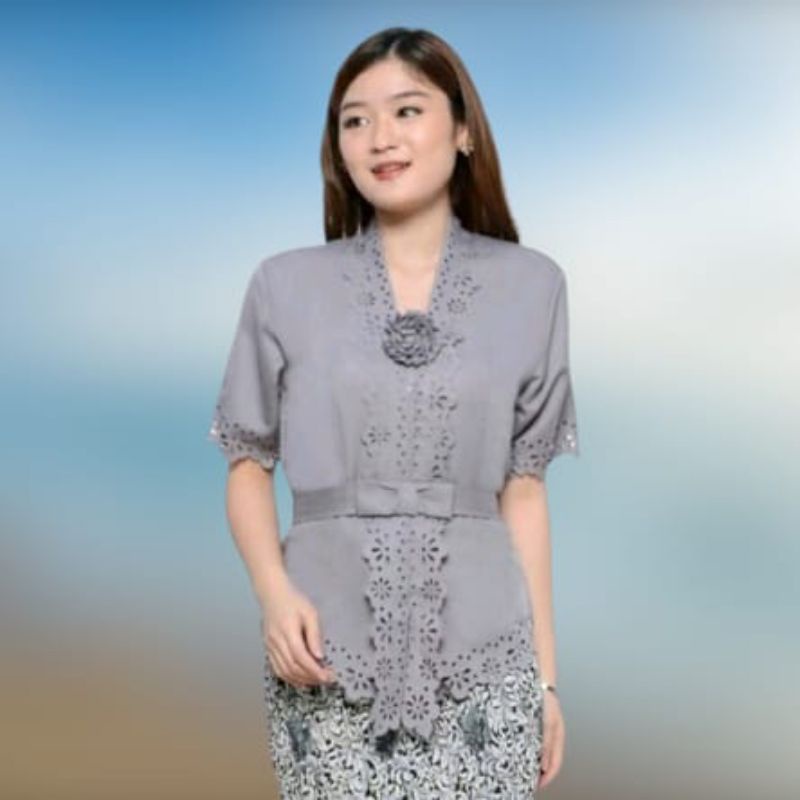 Atasan Kebaya Encim Floy Laser Cut Senada Modern Wisuda Pesta