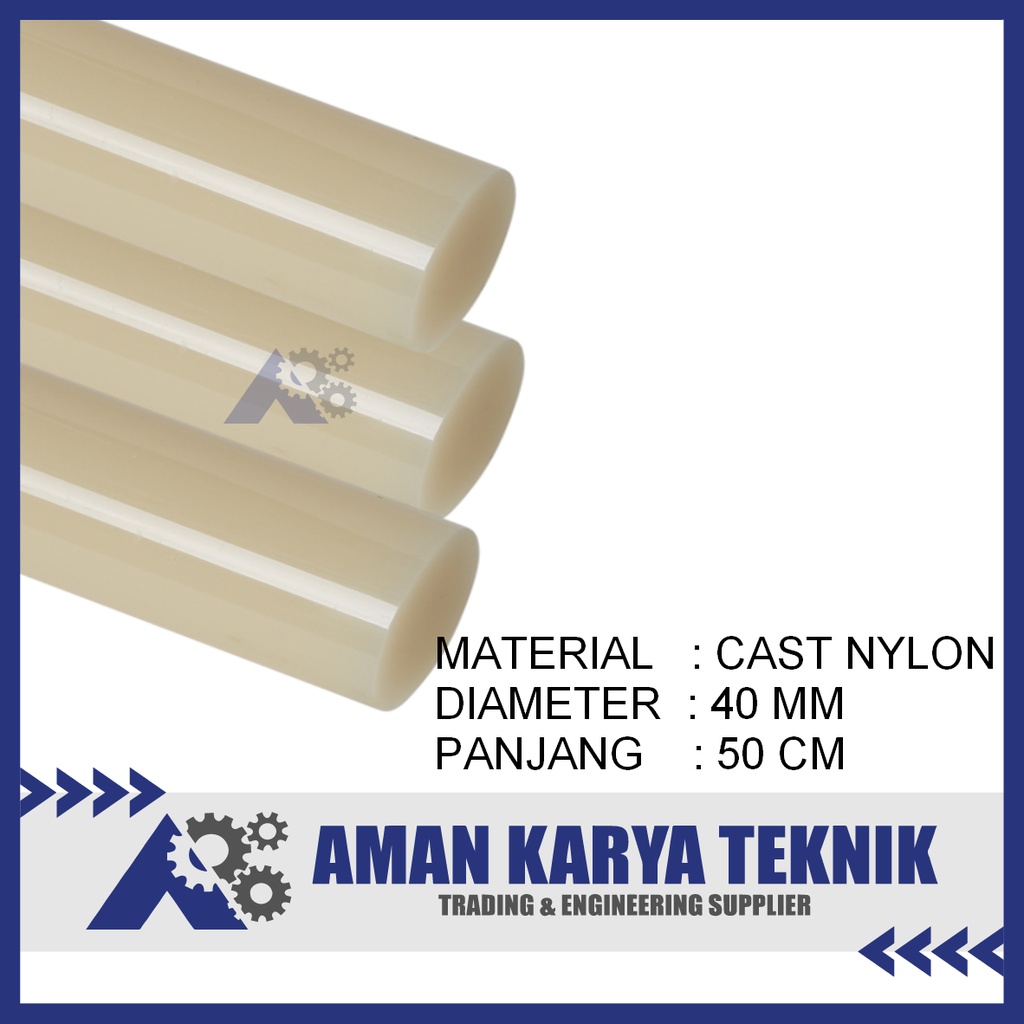 Cast Nylon Batangan ( Cast Nylon Rod ) Dia. 40 mm x 500 mm