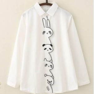 Baju Pakaian Atasan Kemeja Blouse Putih wanita Putih Korean Style