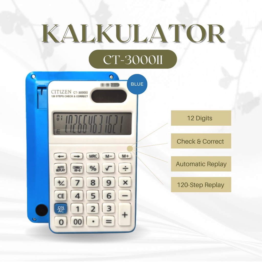 

SHABRINA_FASHION!!! Terbaru Kalkulator Citizen CT 3000 Calculator Pocket Check & Correct 12 Digit