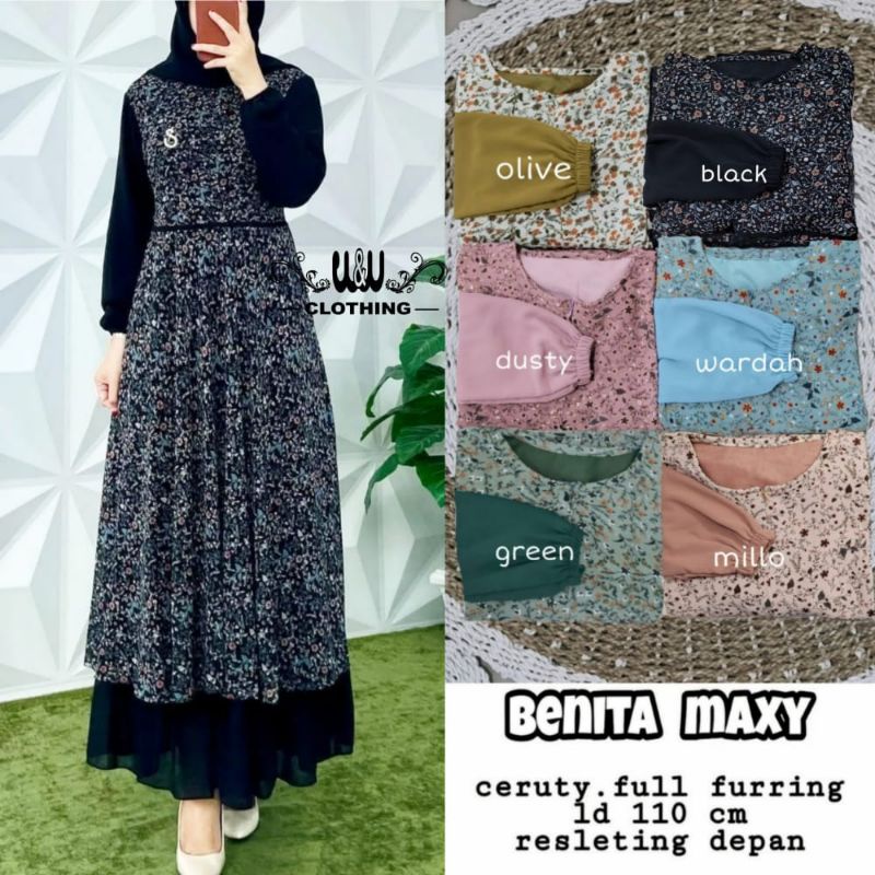 BENITA • TIARA MAXY ORI BY W&W CLOTHING // GAMIS CERUTY FULL FURING LD 110 PJ 137cm