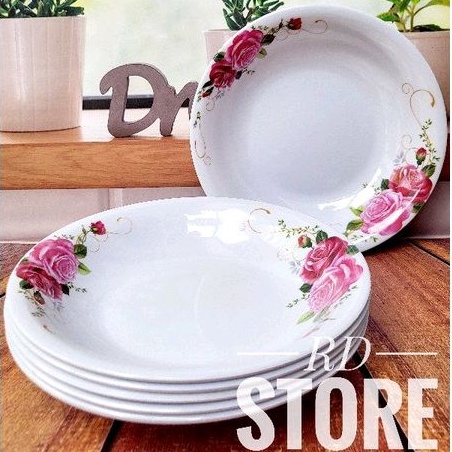 PROMO 6.PCS PIRING MAKAN CEKUNG MOTIF BAHAN MELAMINE WARE TEBAL DAN ANTI PANAS