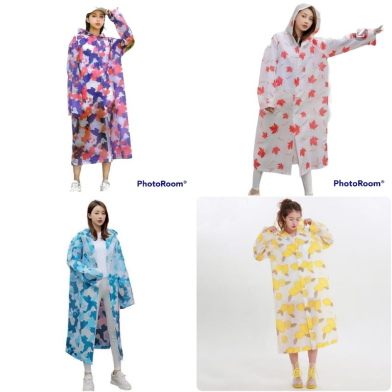 Jas Hujan Terusan Eva Raincoat Home Travel Fashion Yellow Lemon MJ-862 Best Quality - Mantel Mantol Terusan Korea Keren Kikinian
