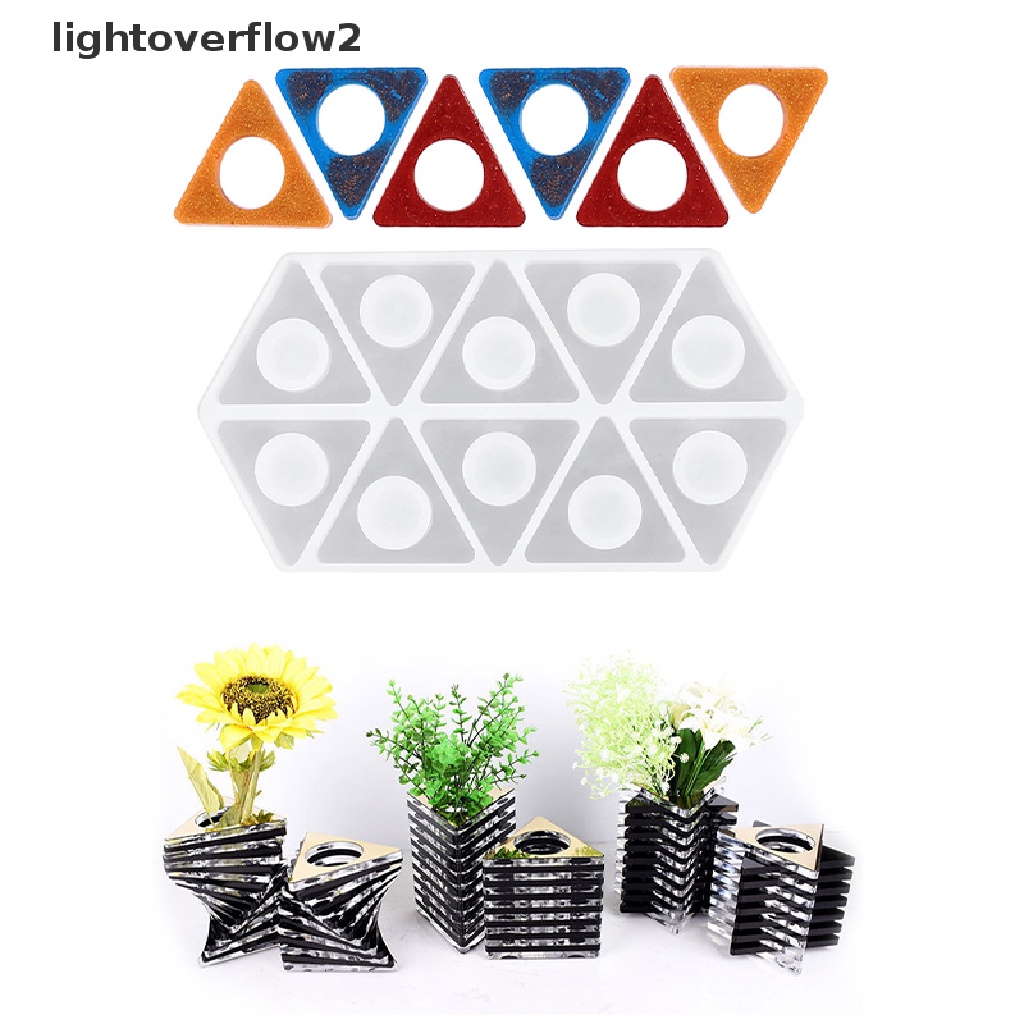 (lightoverflow2) Jenga Cetakan Silikon Bentuk Persegi / Segitiga / Persegi Untuk Holder Pulpen / Vas Bunga