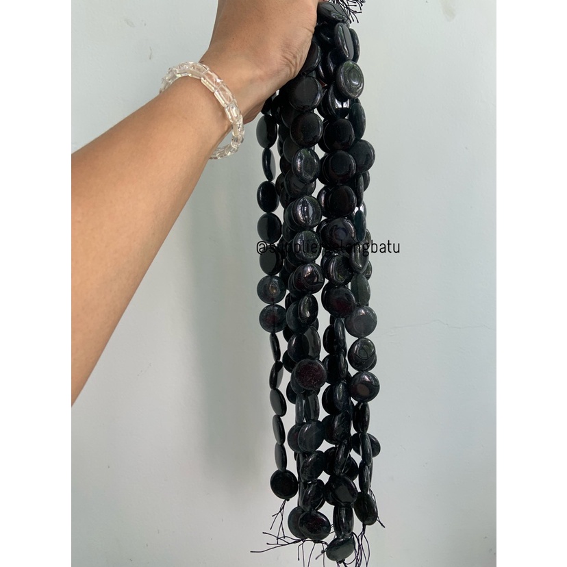 Batu BLACK ONYX bulat 25mm aksesoris bahan gelang kalung GIOK HITAM