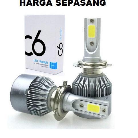 Banyak Stock Lampu Utama Mobil LED Headlight C6 SILVER H1 H3 H4 H7 H11 HB3 HB4 36 Watt 36W Motor 900