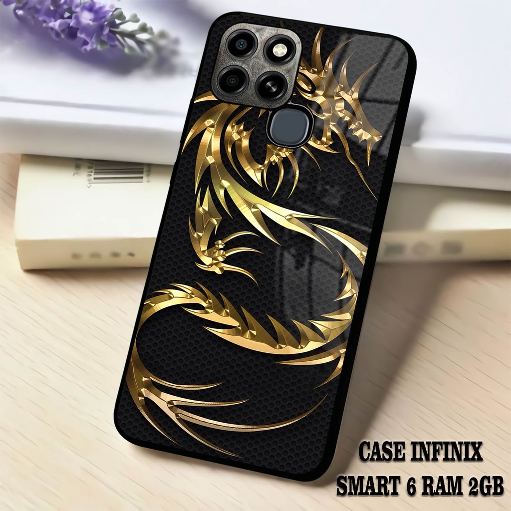 Case Kilau Infinix Smart 6 (Ram 2gb) | Smart6 | Casing Glossy | Pelindung Hp | Motif Art Dragon