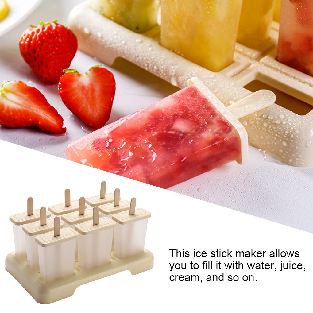 2per4 /6 Grids Bentuk Persegi Cetakan Es Krim DIY Handmade Dessert Pembuat Buah Reusable Ice Cube Tray Home Ice Cream Maker