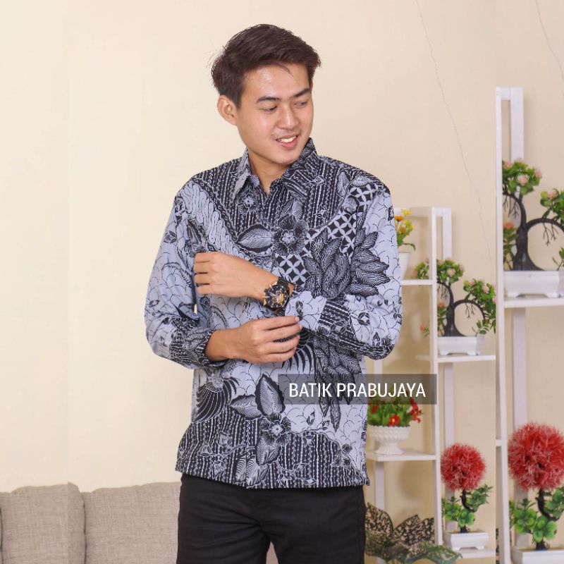 MANOHARA Kemeja Batik Pria Modern Premium Lengan Panjang Terbaru - Baju Hem Batik Pria Tangan Panjang Cowok Kondangan Pesta Kerja