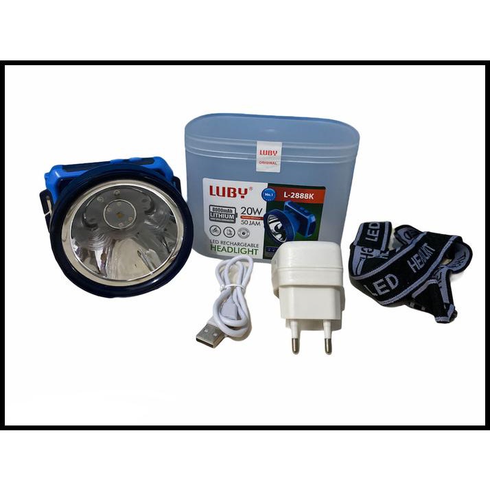 Luby Senter Kepala Super Terang Lithium L 2888K Lampu Kuning 20 Watt