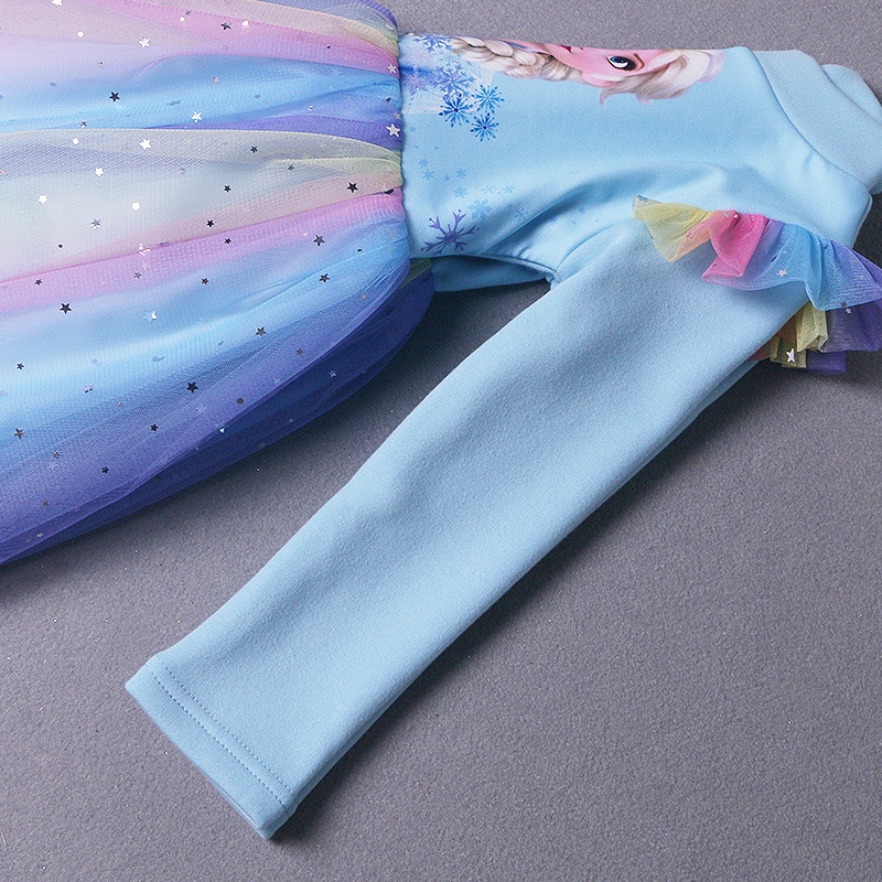 Gadis Lengan Panjang Elsa Frozen Dress Tulle Pernikahan Putri Gaun Gaun untuk Anak-anak Gaun Pesta Formal