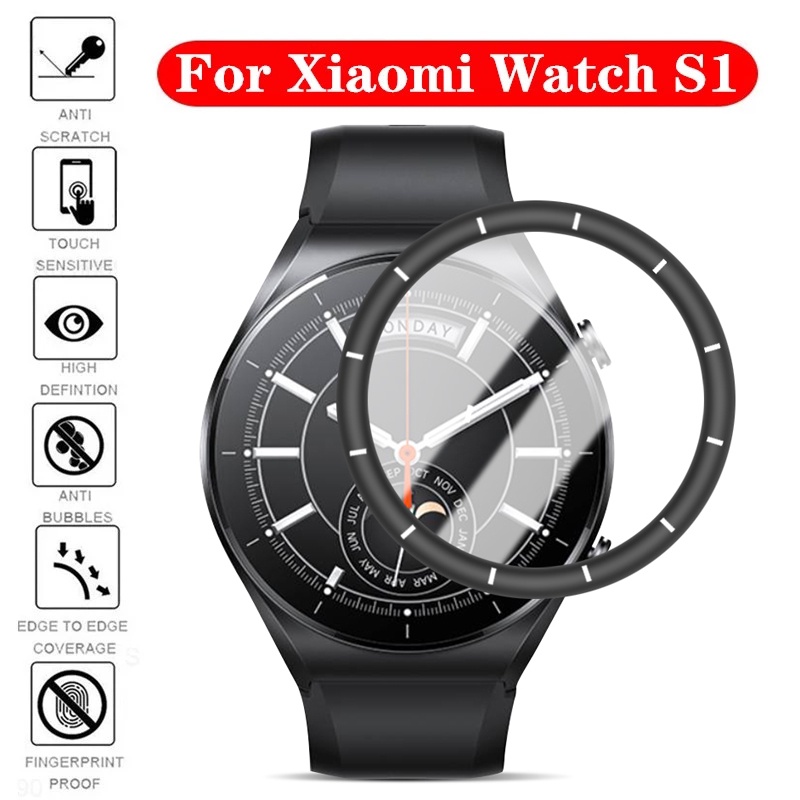 Film Pelindung Layar Full Curved HD Bahan Serat PMMA Anti Gores Untuk Smartwatch Xiaomi Mi Watch S1