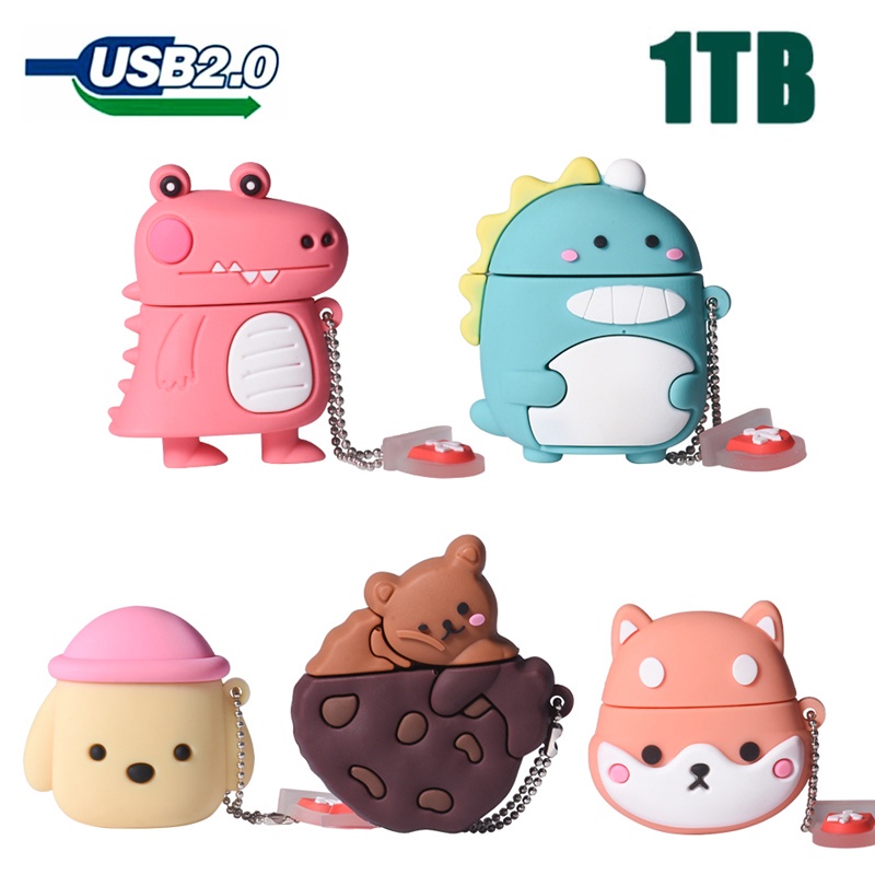 Flash Disk USB 2.0 1TB Bentuk Anjing Akita Kartun Lucu