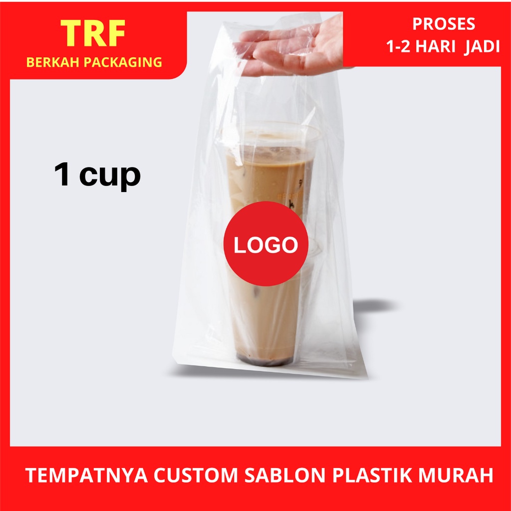 PLASTIK BENING MAKANAN / MINUMAN SABLON CUSTOM ISI 100 PCS 1 CUP