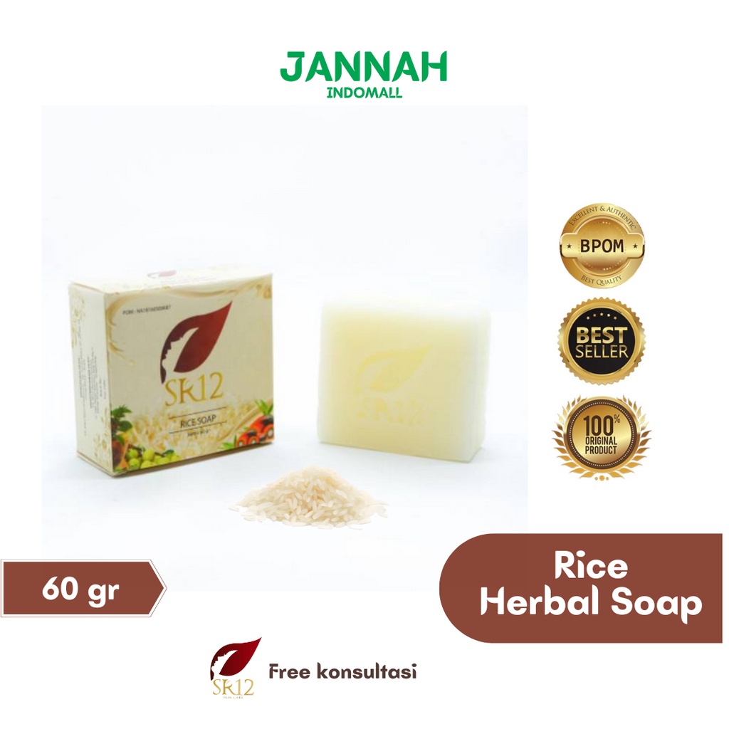 Rice Soap SR12 60 gr Sabun Beras Sabun Herbal Pembersih Wajah Kulit Berminyak Jerawat Sensitif