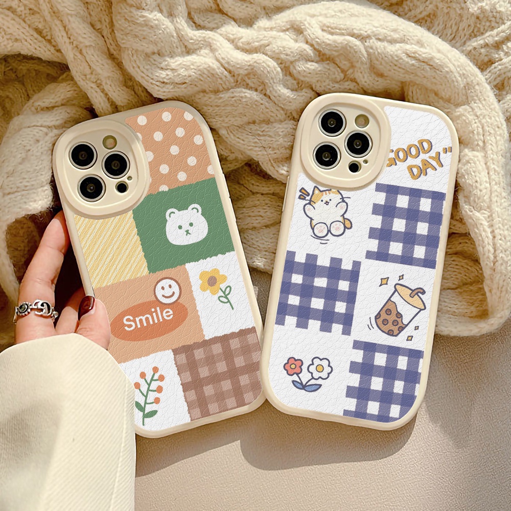 Case Pelindung Lensa Bentuk Bulat Motif Beruang Bunga Bahan Silikon Untuk iPhone 11 / 13 14 Pro Max 11 12 Pro Max 7 8 14 Plus X XS Max XR SE 2020 2022