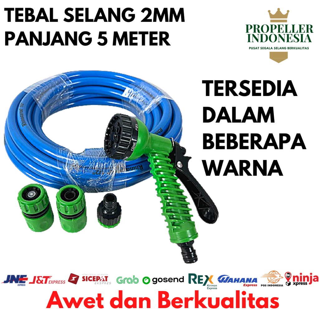 Paket Selang Air Dop 1/2 2mm 5 Meter Semprotan Air Slang Air Set