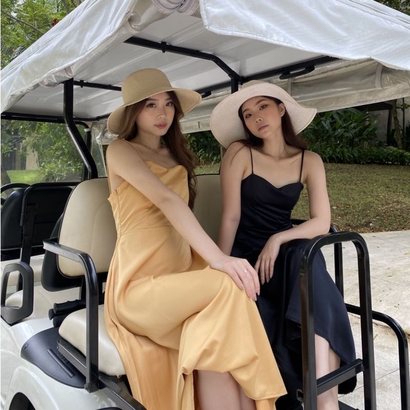 Preloved - Black Cross Silk Dress