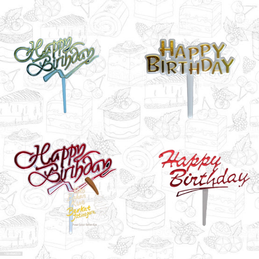 TOPPER HAPPY BIRTHDAY TEMPEL / HIASAN KUE TART / TOPPER TUSUK HBD