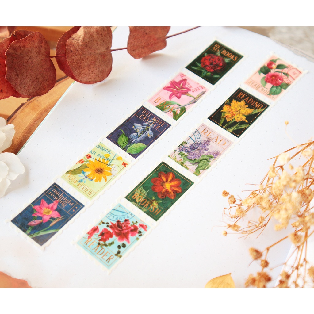

Bookish floral stamp washi tape