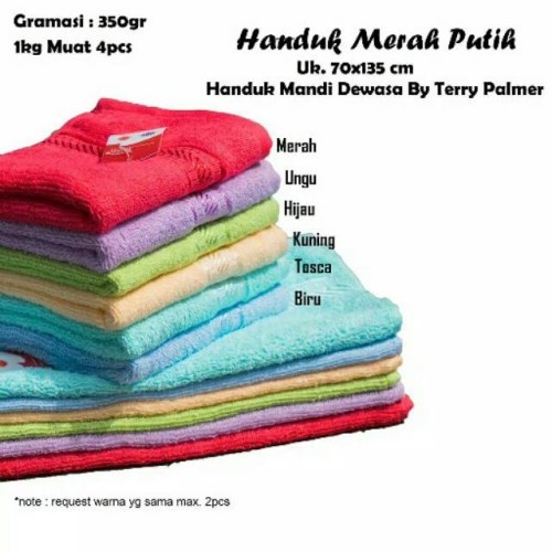 Handuk MERAH PUTIH Polos 70 x 135 cm Ukuran JUMBO