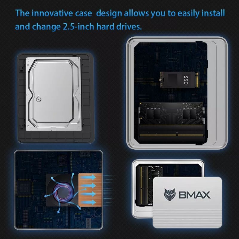 Mini PC BMAX B3 Plus 2022 Version 16GB/256GB SSD Intel Quadcore Jasperlake N5095 Windows 11 Pro