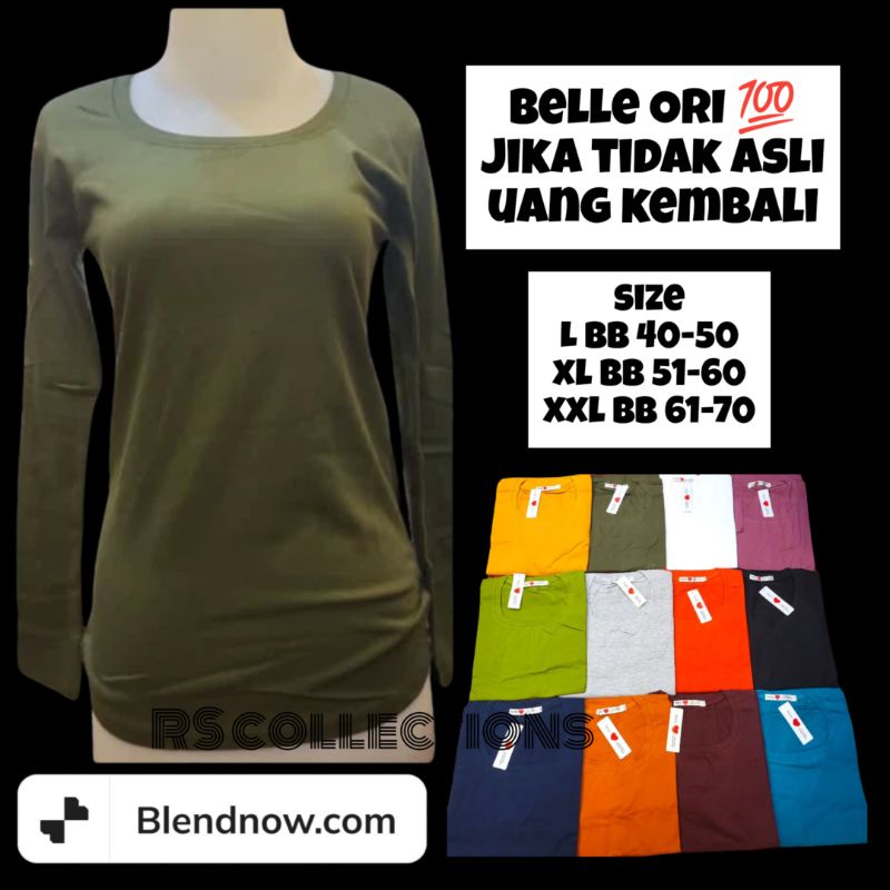 Kaos Belle Polos Lengan Panjang Wanita Original Terbaru