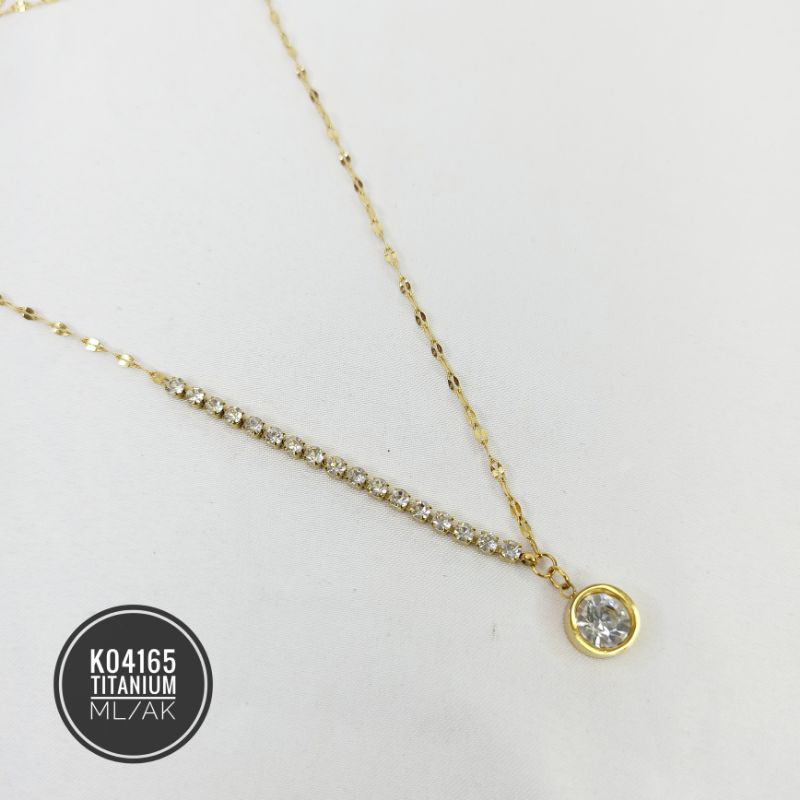 Kalung Titanium Zircon Rantai Mix K04165