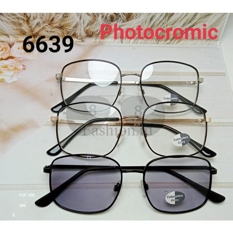 [6639]Kacamata Fashion stylish Korea kekinian Pria Wanita Lensa Photocromic Frame Kotak Warna Gaya Retro