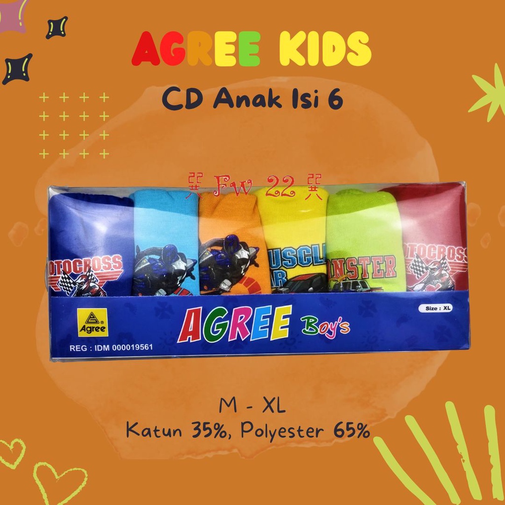 Celana Dalam Anak Laki - Laki Agree Kids Isi 6 Kode C9 dan C18