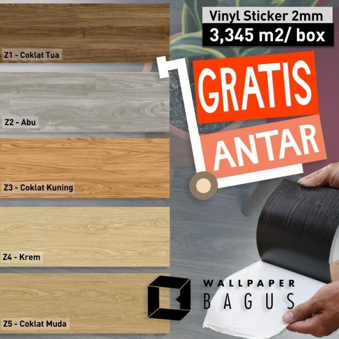 Lantai Kayu Vinyl Lantai 2Mm - Vinyl Sticker - Vinyl Lem - Per Box Yertinasari