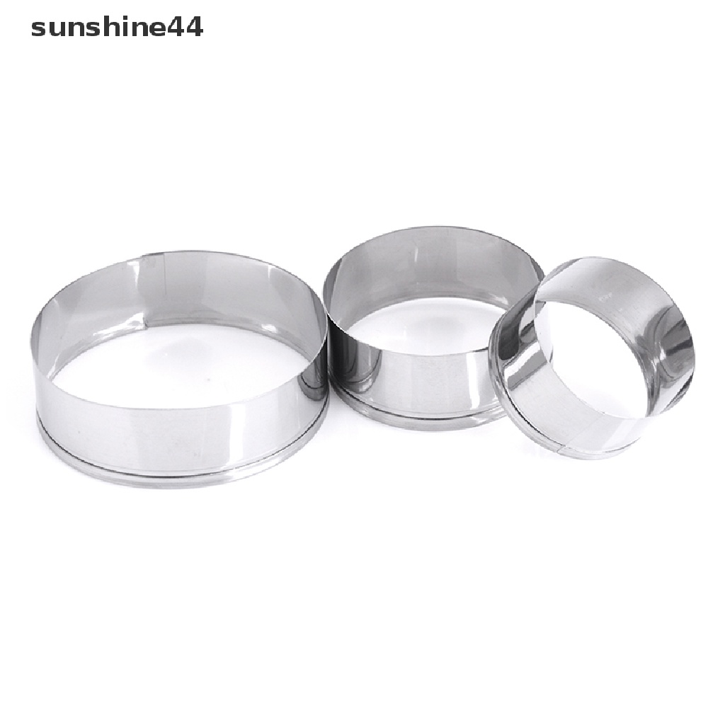 Sunshine 3pcs / set Cetakan Pemotong Biskuit / Kue Bentuk Bulat Bahan stainless steel