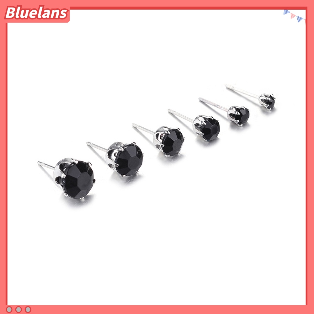 Bluelans 12/6 Pairs Classic Rose Shape Cubic Zirconia Stud Earrings Women Jewelry Set