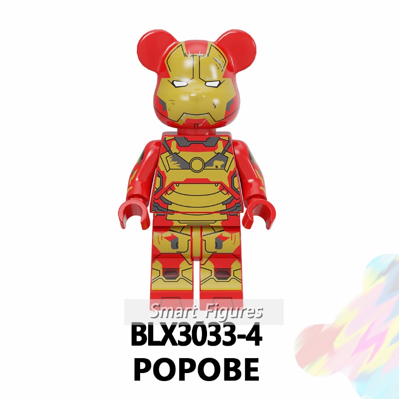 Bearbrick Mainan Balok Bangunsusun Minifigures Bentuk Stitchberuangspiderman Untuk Hadiah Anak BLX3033