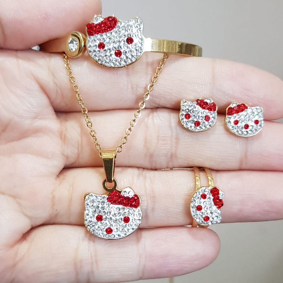 Set Titanium Anak Permata HK Putih