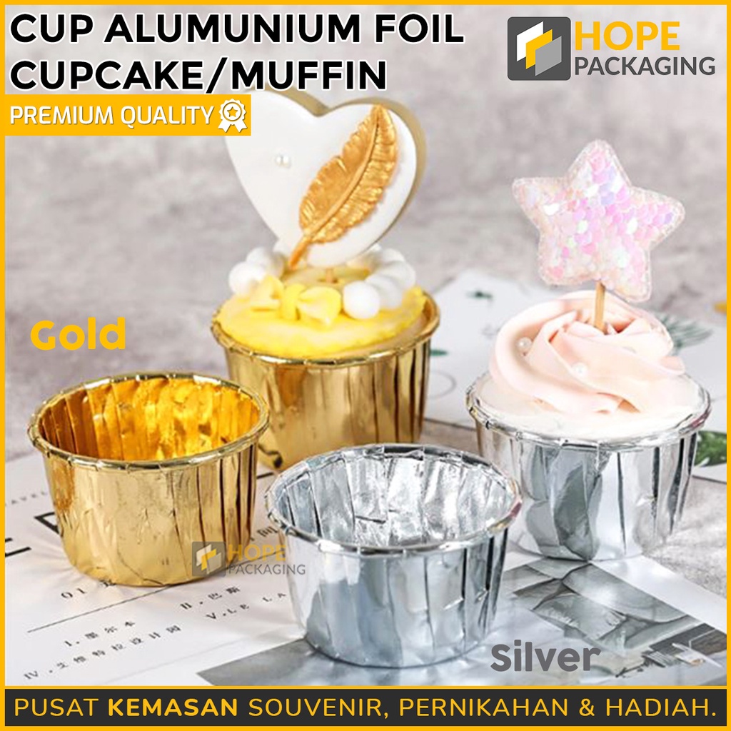 [ ISI 10 Pcs ] Cup Alumunium Foil Cupcake / Muffin Dessert / Paper Cup cake Muffin / Cup Tray