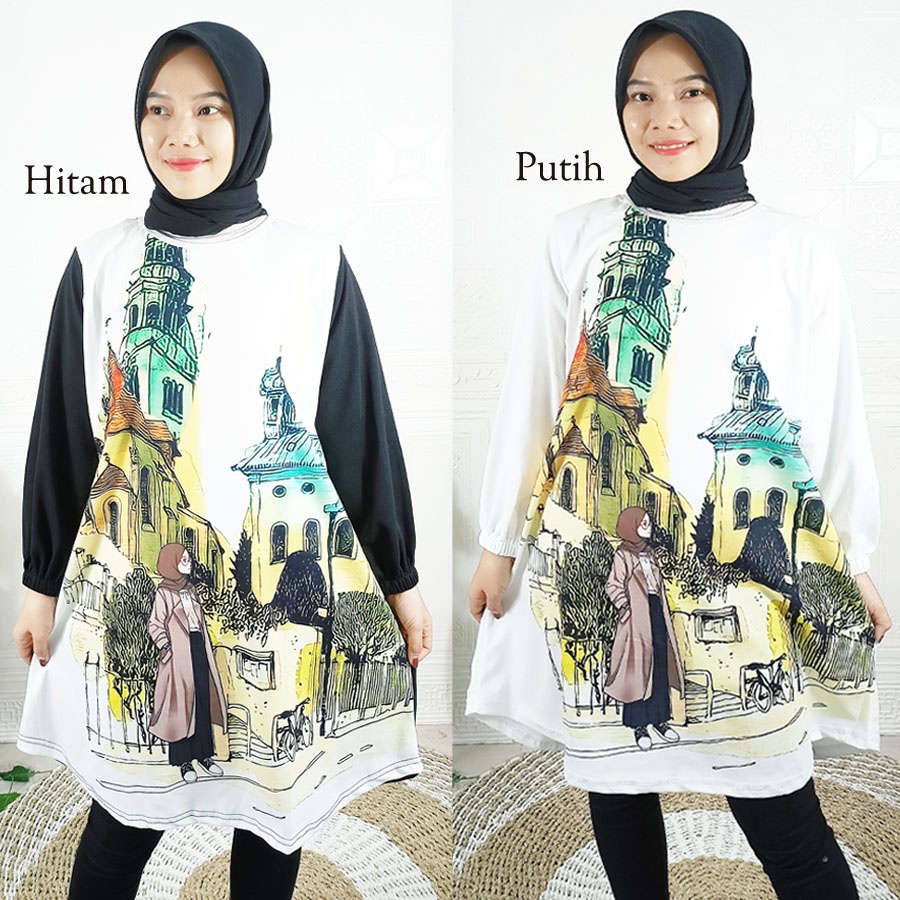 CRINKLE NANIA HIJABY CANTIK TUNIK OVERSIZE JUMBO WANITA MUSLIMAH CARLINA FASHION