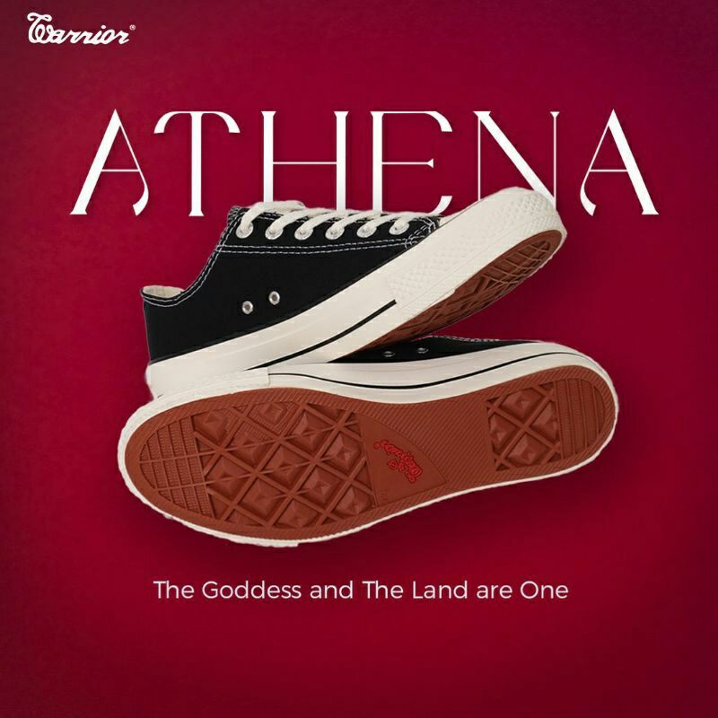 sepatu warior athena low warna hitam putih
