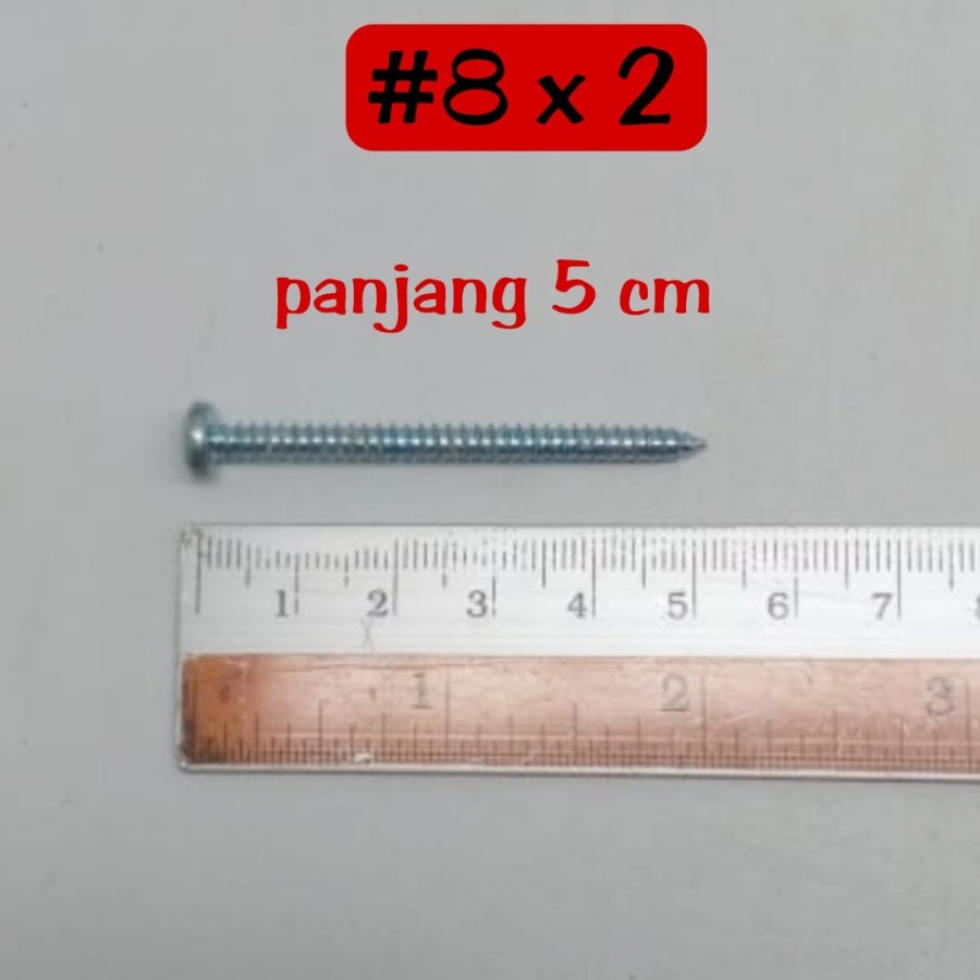 Skrup Sekrup Tapping 8 X 2'' (5 cm) kepala bulat - per pak isi 100 pcs