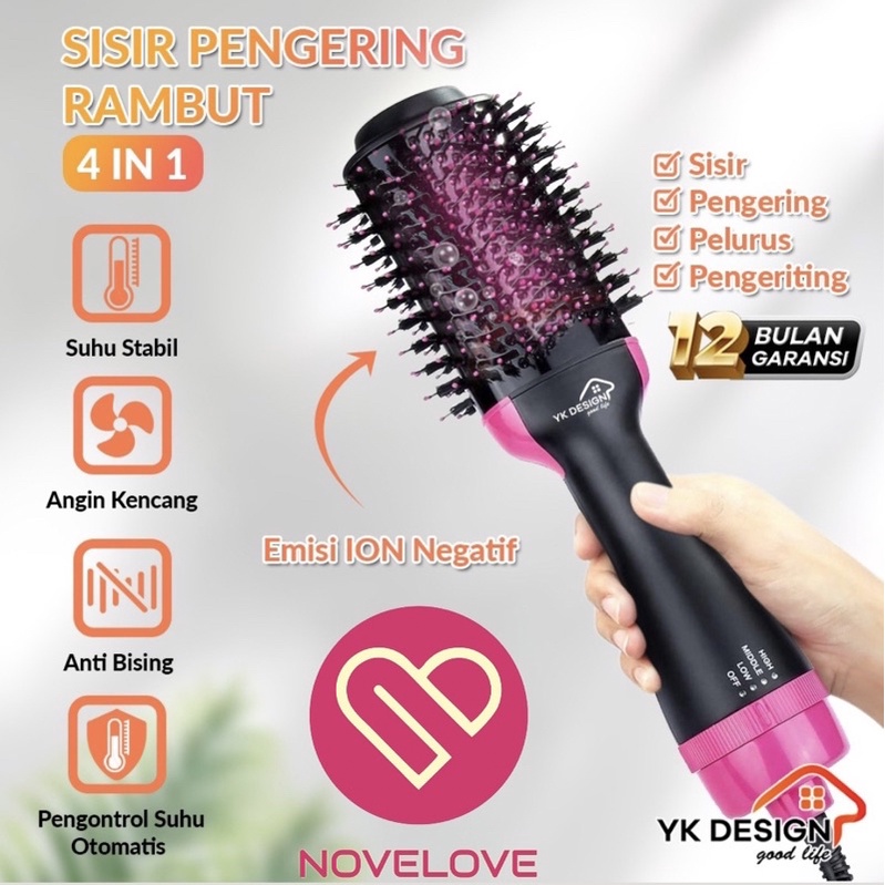 NEW ‼️ YK DESIGN ORIGINAL 100% YK-163 one step brush hair dryer and styler (sisir blow elektrik, sis