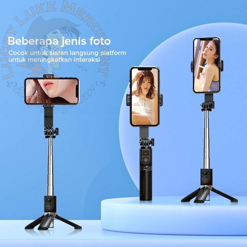 Tripod Tongsis Tomsis Wireless Bluetooth  Combo 4in1 3in1 Photo Video Selfie Vlog Tiktok Youtube Live for Handphone Smartphone-3