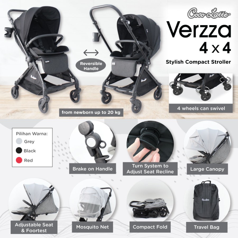 COCOLATTE CL21208 VERZZA 4X4 Stylish Compact Stroller