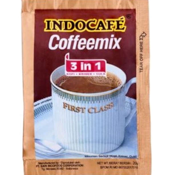 

Kopi sachet indocafe cappucino dan coffemix (satu sachet)